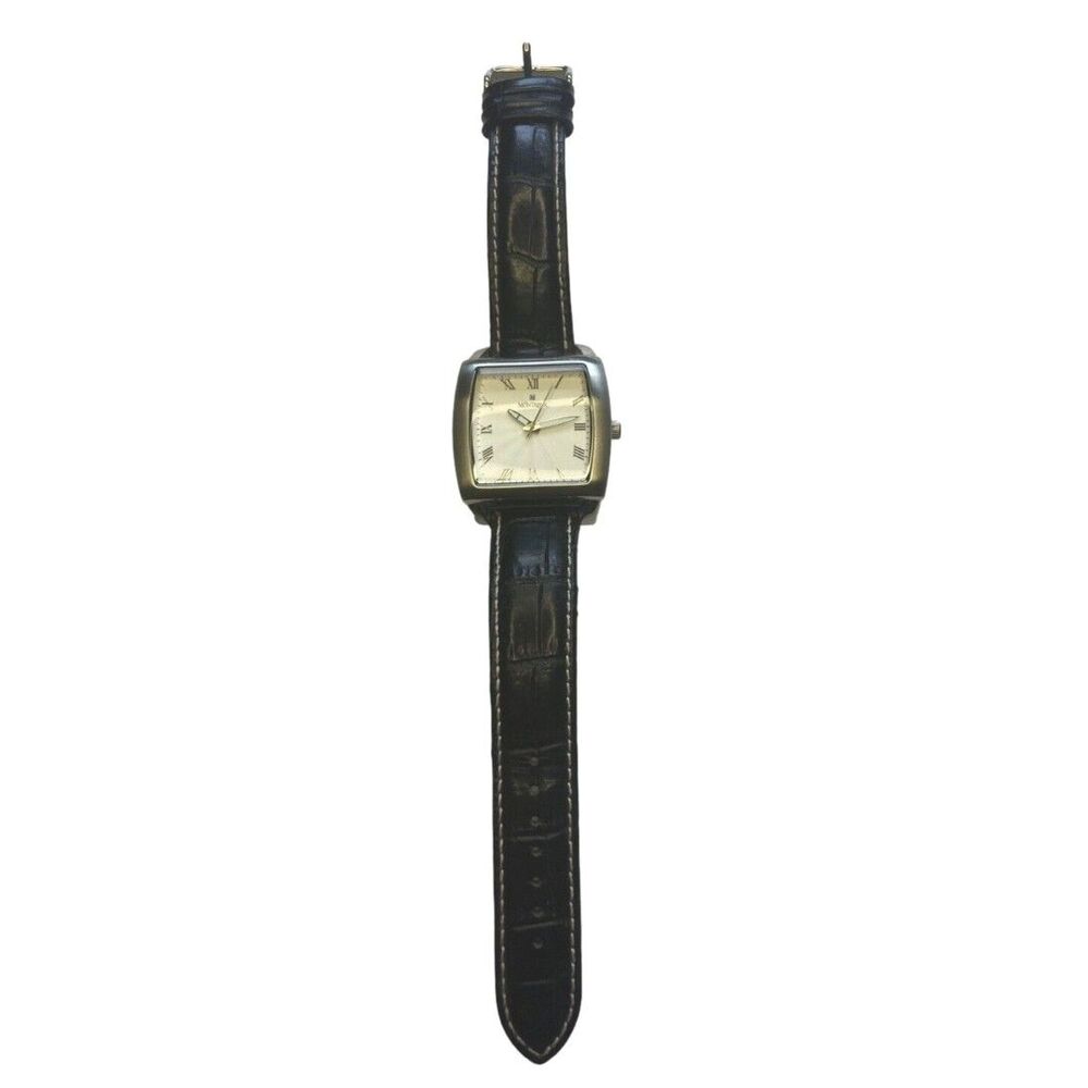 Montreux watch men's large face glow hands black leather band preppy minimalist